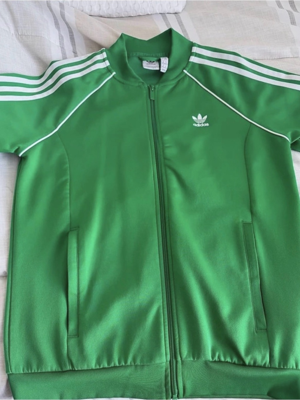 adidas Green Trefoil Zip-Front Track Jacket with White Stripes - Picture 3 of 5